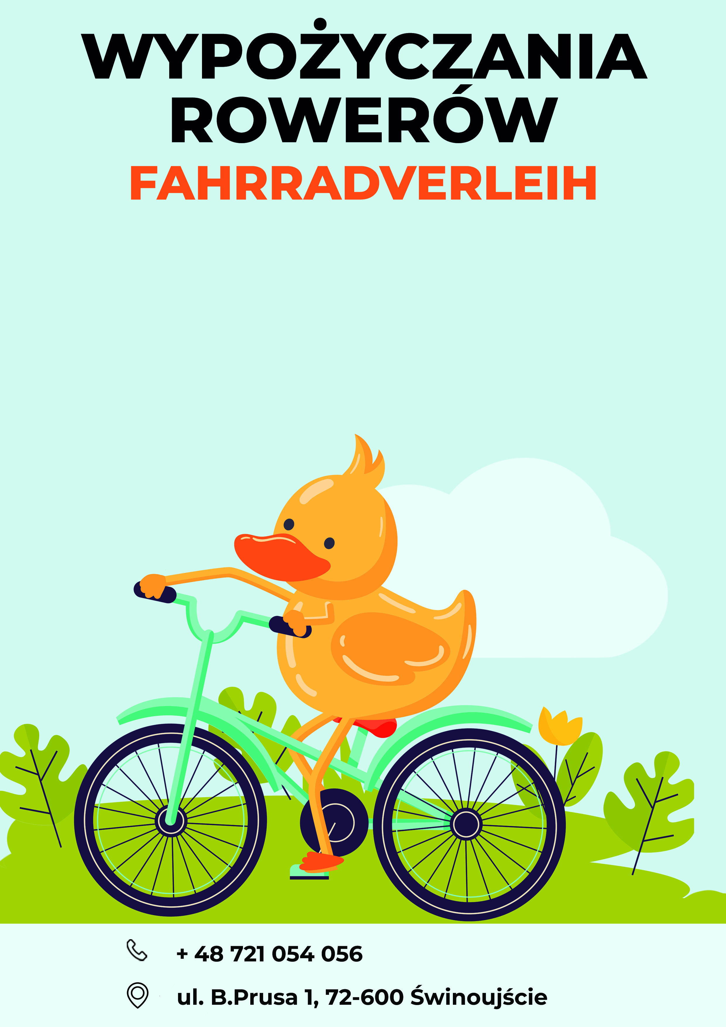 Plakat wypożyczalni rowerów